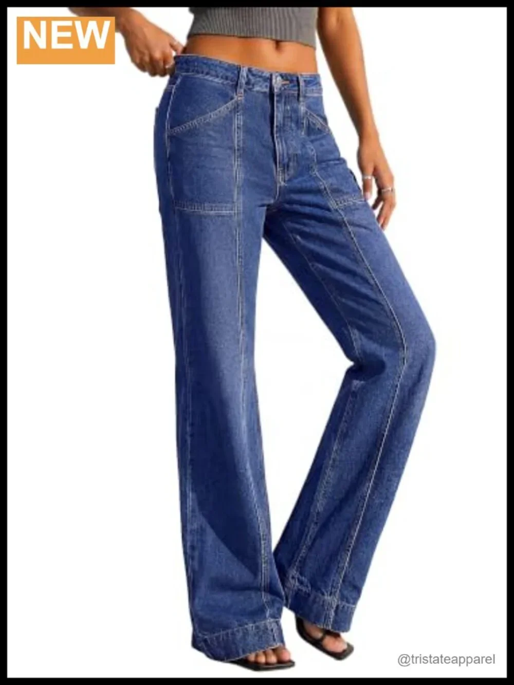 Women's High Waisted Straight Leg Jeans with Front Seam, Stretchy Curvy Fit,